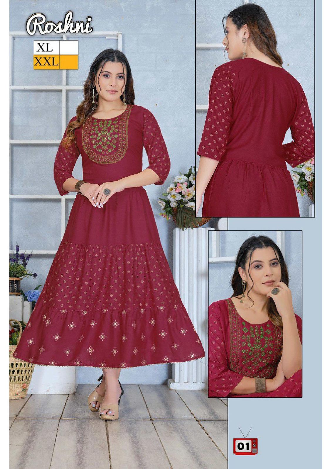 Golden Roshni  Printed Designer Wholesale Anarkali Kurti Catalog
